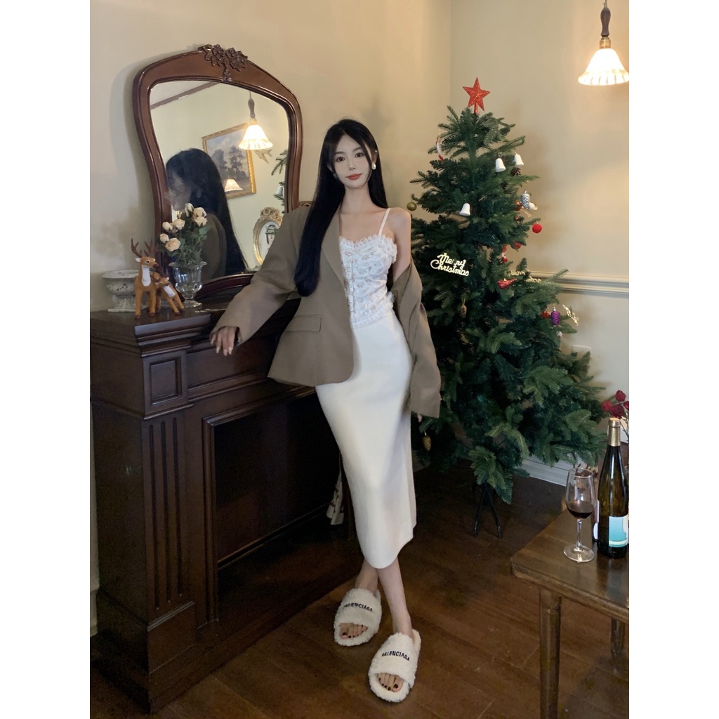 SUXI Áo Hai Dây Dáng Ôm In Hoa Thời Trang Retro Hàn Quốc