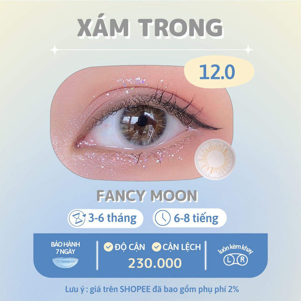 [Mã SKAMSALE8 giảm 10% đơn từ 200K] Kính áp tròng xám trong Fancy moon gray - Made in Korea | Hạn sử dụng 3-6 tháng