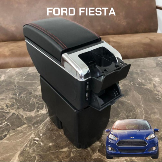 Hộp tỳ tay xe Ford Fiesta cao cấp tích hợp cổng sạc USB - Bảo hành 12 tháng