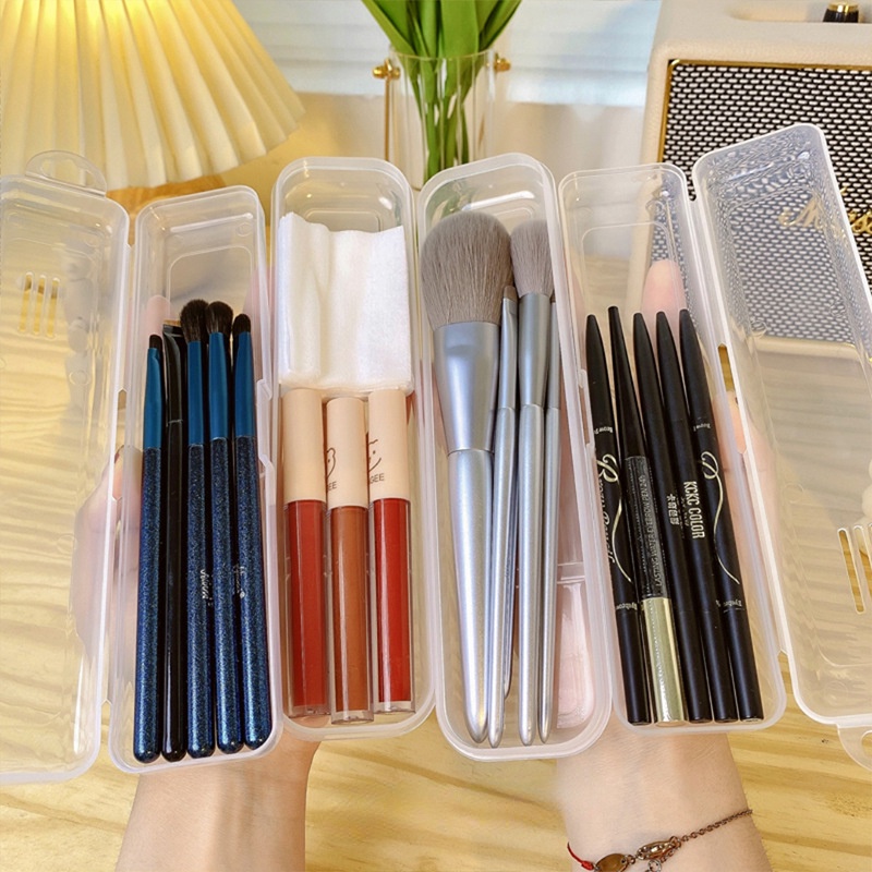1 Hộp Đựng Cọ Trang Điểm Trong Suốt Chống Bụi Chống Nước