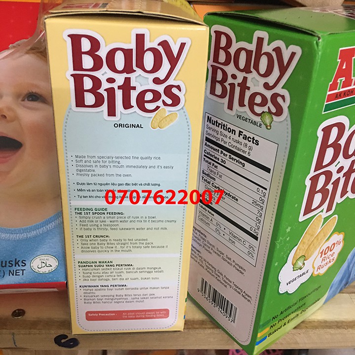 BÁNH ĂN DẶM A1 BABY BITES 1 Hộp 24 gói Xuất Xứ Malaysia