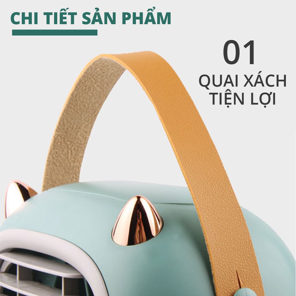 [9.9 TẶNG QUẠT]Quạt Điều Hòa Hơi Nước Mini Có Ngăn Đựng Nước Và Đá Có Quai Xách 3 Tốc Độ Gió  Sạc USB Dễ Thương DFS08