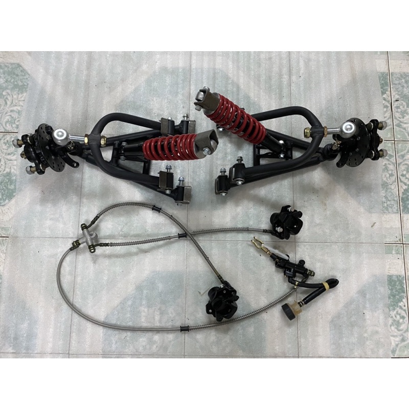 Bộ càng chữ A đầy đủ,phanh dầu,phanh đĩa Mai ơ tim ốc bắt bánh 7 x 10,sử dụng chế xe 4 bánh