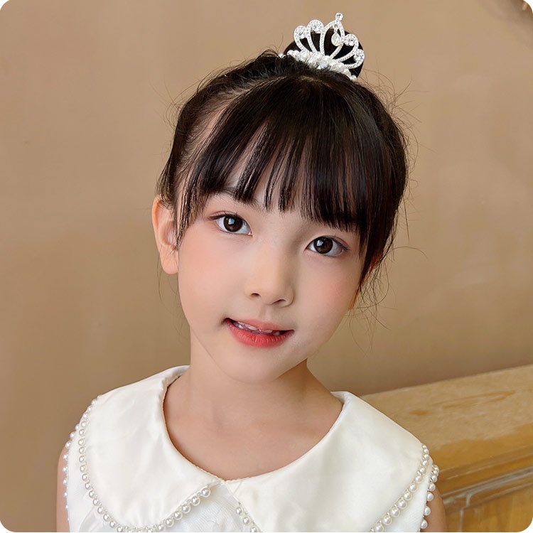 Dây Buộc Tóc Hình Vương Miện Đính Ngọc Trai Cho Bé Gái