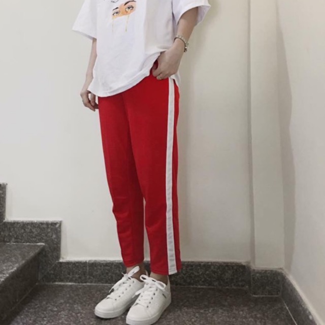 Quần jogger pant 1 sọc trắng đỏ