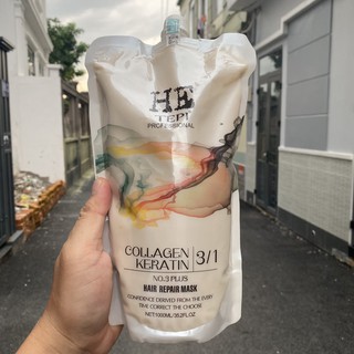 Kem ủ tóc siêu phục hồi HE TEPI COLLAGEN KERATIN 1000ml - New 2024