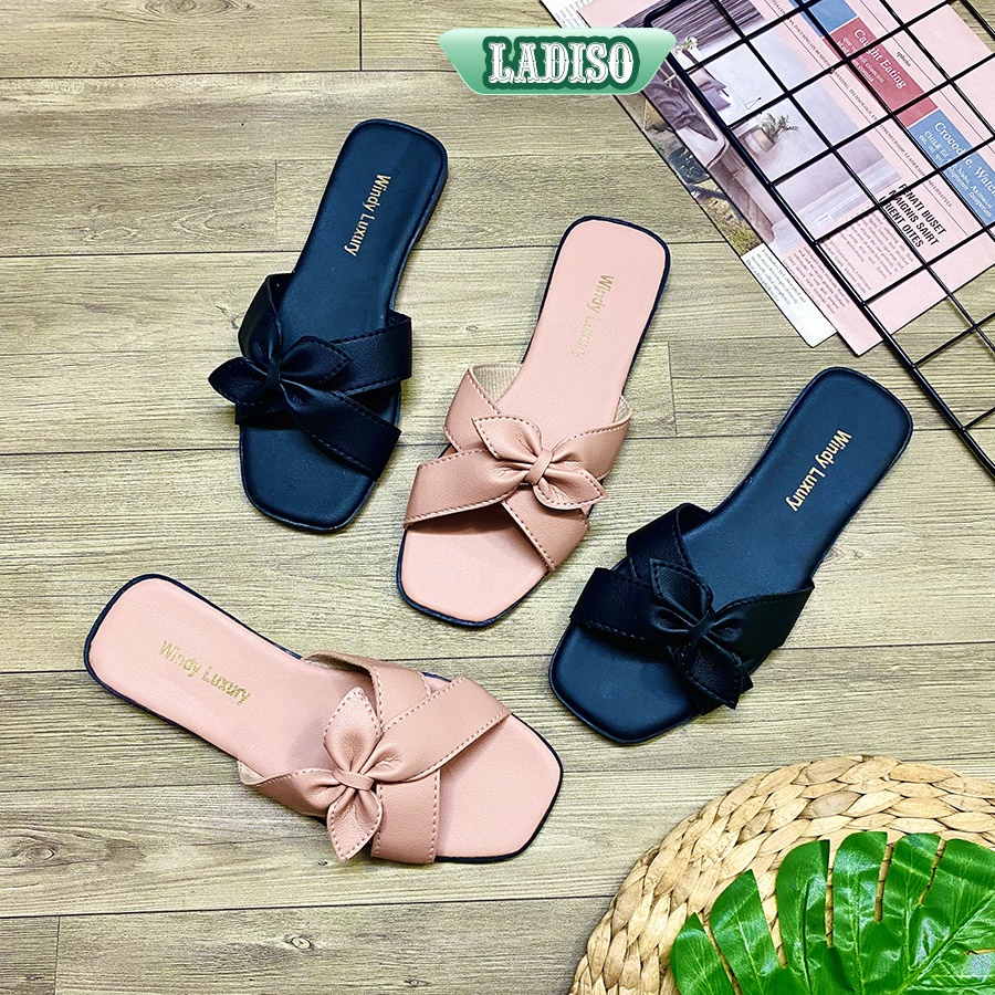Dép nữ quai ngang phối nơ cực xinh LADISO TT393