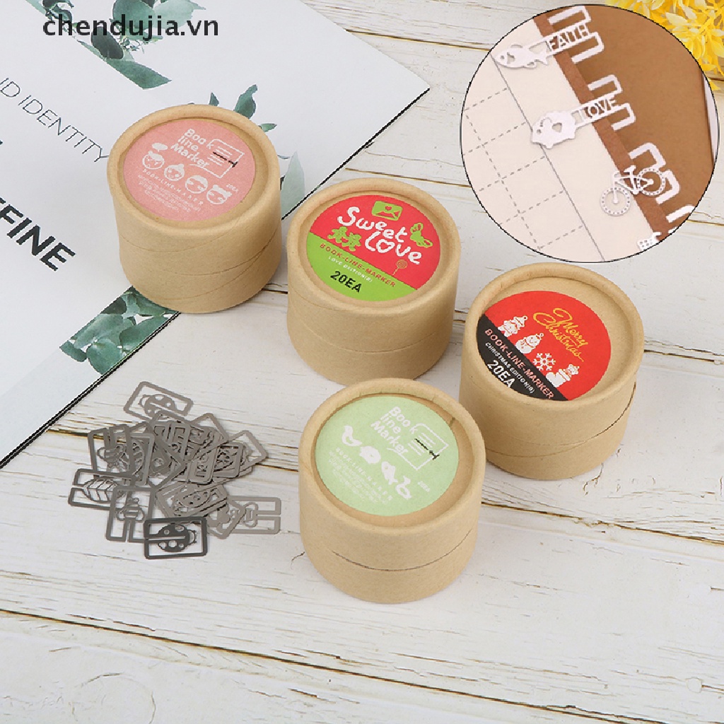 Set 20 Kẹp Đánh Dấu Trang Sách Mini Bằng Kim Loại Mạ Bạc Họa Tiết Hoạt Hình
