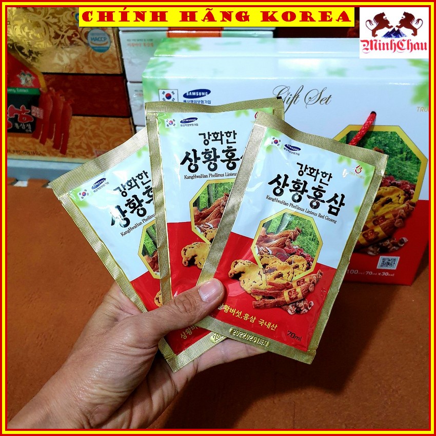 Nước hồng sâm Nấm thượng hoàng Kanghwa chính hãng, hộp 30 gói - Tăng đề kháng, thải độc cơ thể, phòng ung thư, minhchau