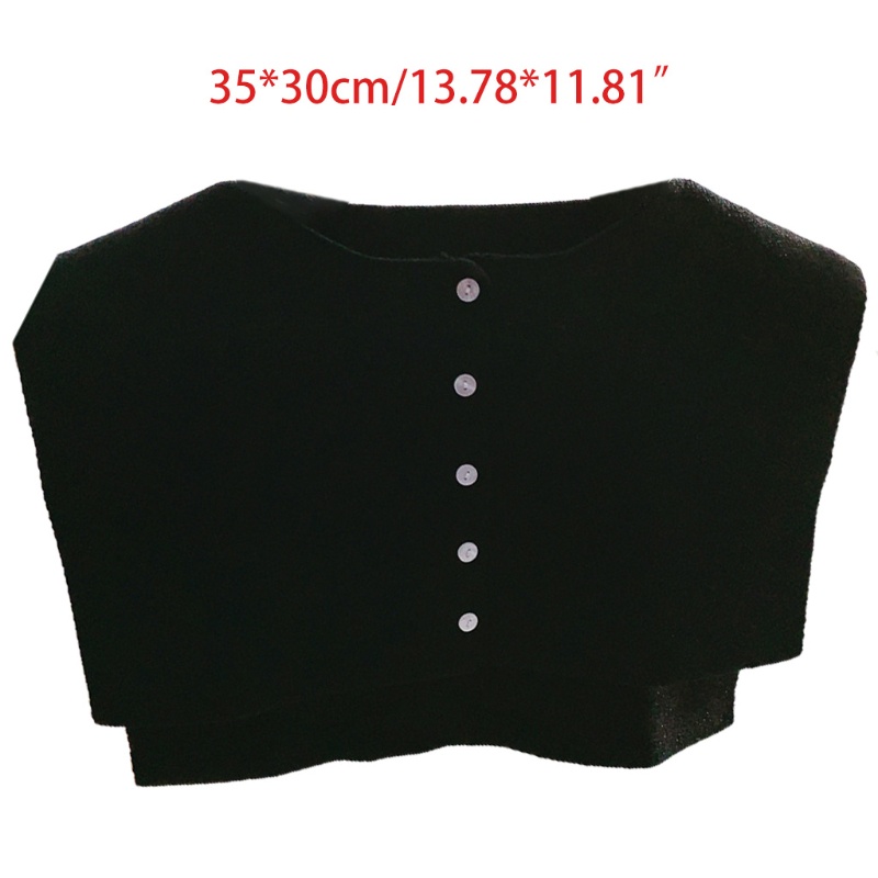 Cổ Áo Giả Khăn Choàng Ngắn Dệt Kim Cài Nút Xuống Màu Sắc Trơn Ấm Áp Có Thể Tháo Rời Cho Nữ