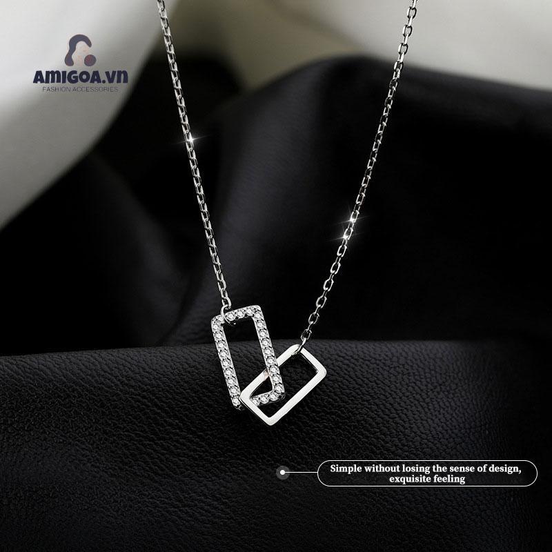Vòng cổ Hai Lớp Mặt Vuông Đơn Giản Sang Trọng Cho Nữ