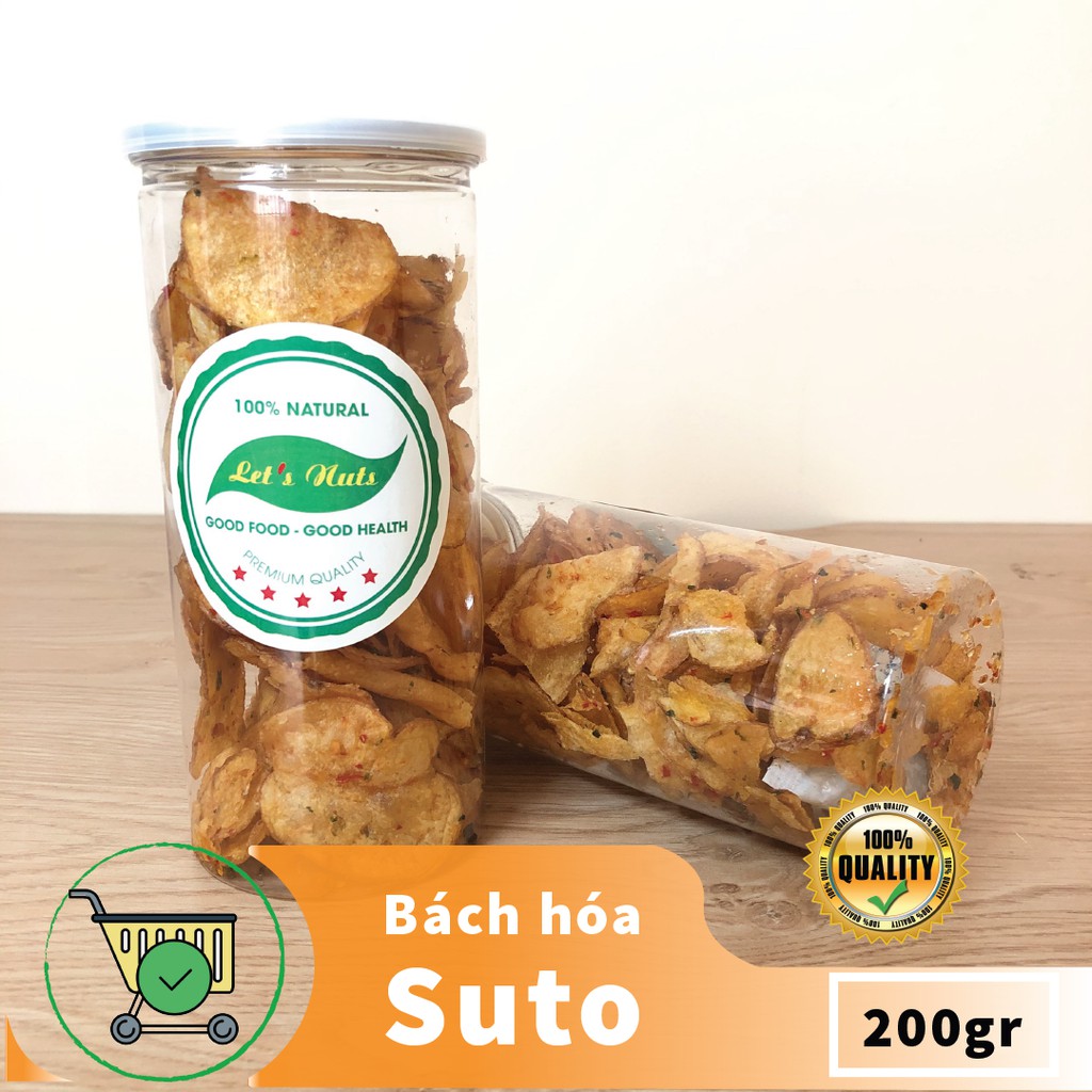 Khoai tây mắm hành thái lát lon 200g sang trọng, hợp vệ sinh, món quà ăn vặt tuyệt vời Suto Shop