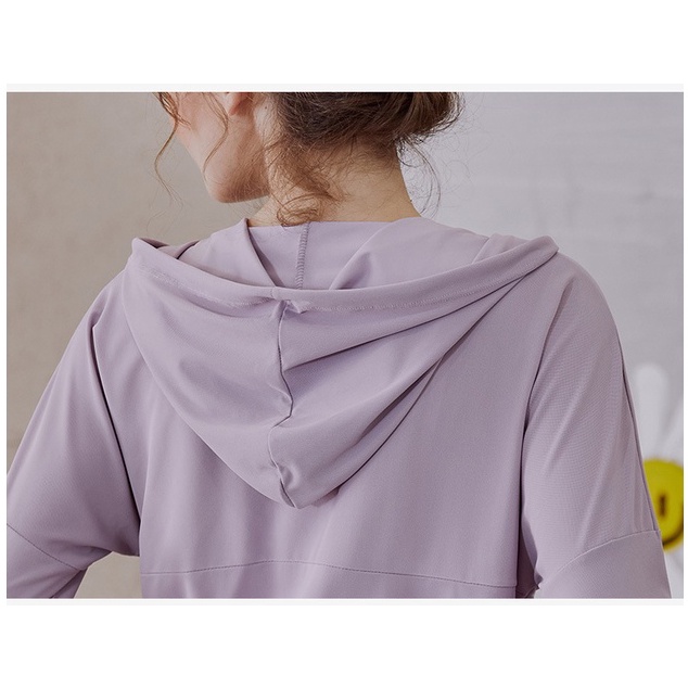 Áo khoác thể thao tay dài có mũ trùm đầu dáng rộng dành cho nữ