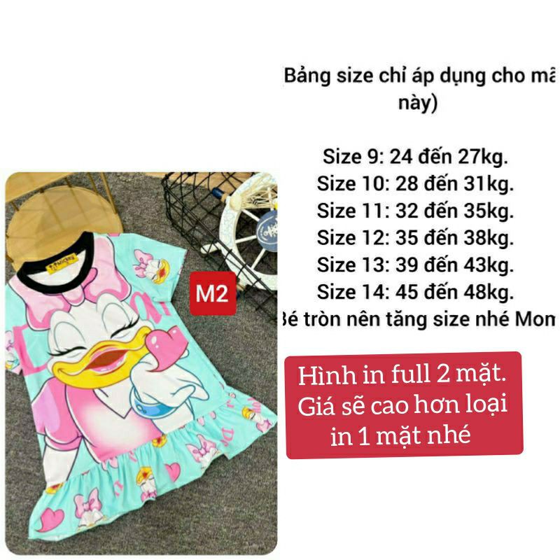 ♥️ XẢ LẺ SIZE♥️GBV13 (23 kg-48kg) Đầm váy suông đuôi cá thun lạnh in 3D size đại cho bé gái-