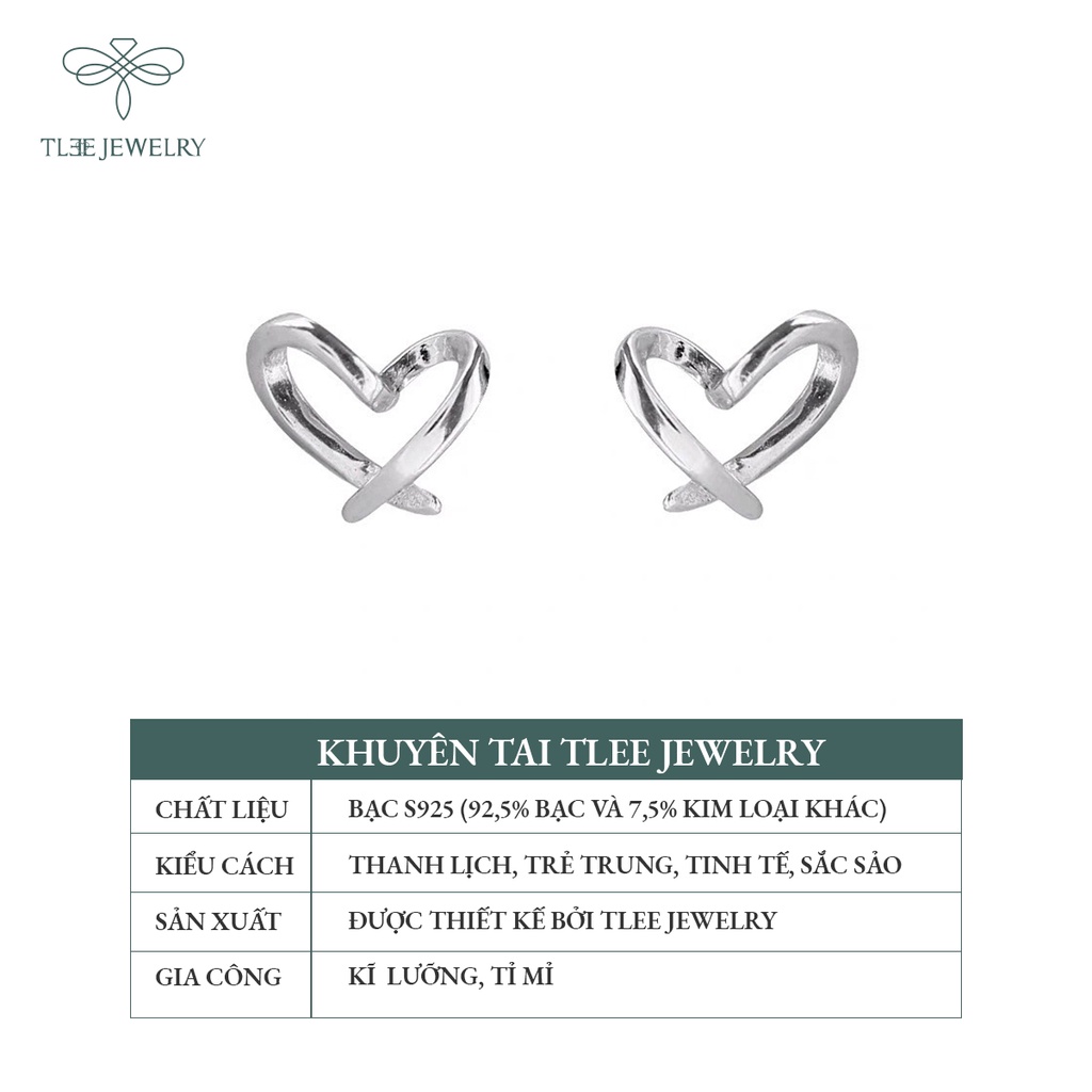 Khuyên tai bạc nữ TLEE trái tim đan chéo xinh xắn NCJ B0145