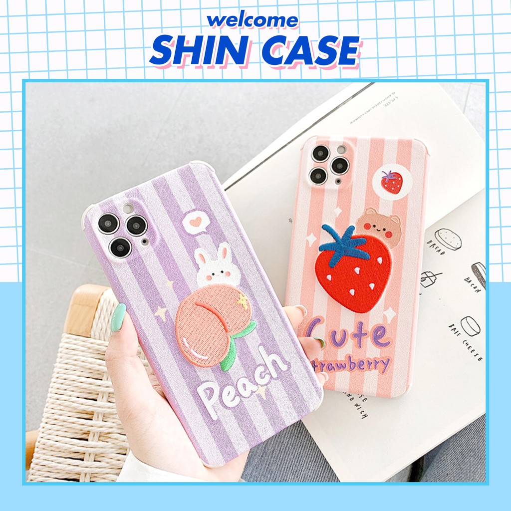 Ốp lưng iphone Đào Dâu thêu viền chống va đập 5/5s/6/6plus/6s/6splus/7/7plus/8/8plus/x/xr/xs/11/12/pro/max/plus/promax | BigBuy360 - bigbuy360.vn