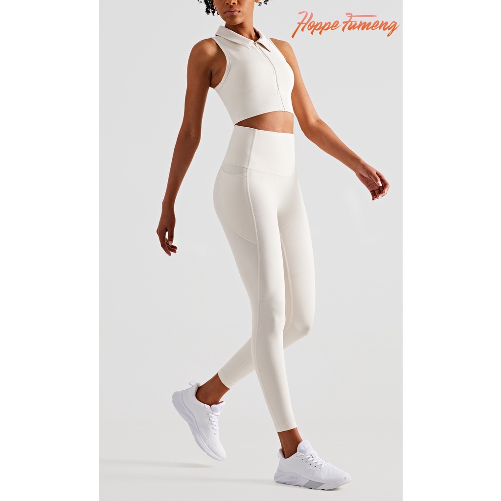 Set trang phục Hoppe Fumeng cho nữ gồm áo không tay có đệm mút nâng ngực và quần legging lưng cao