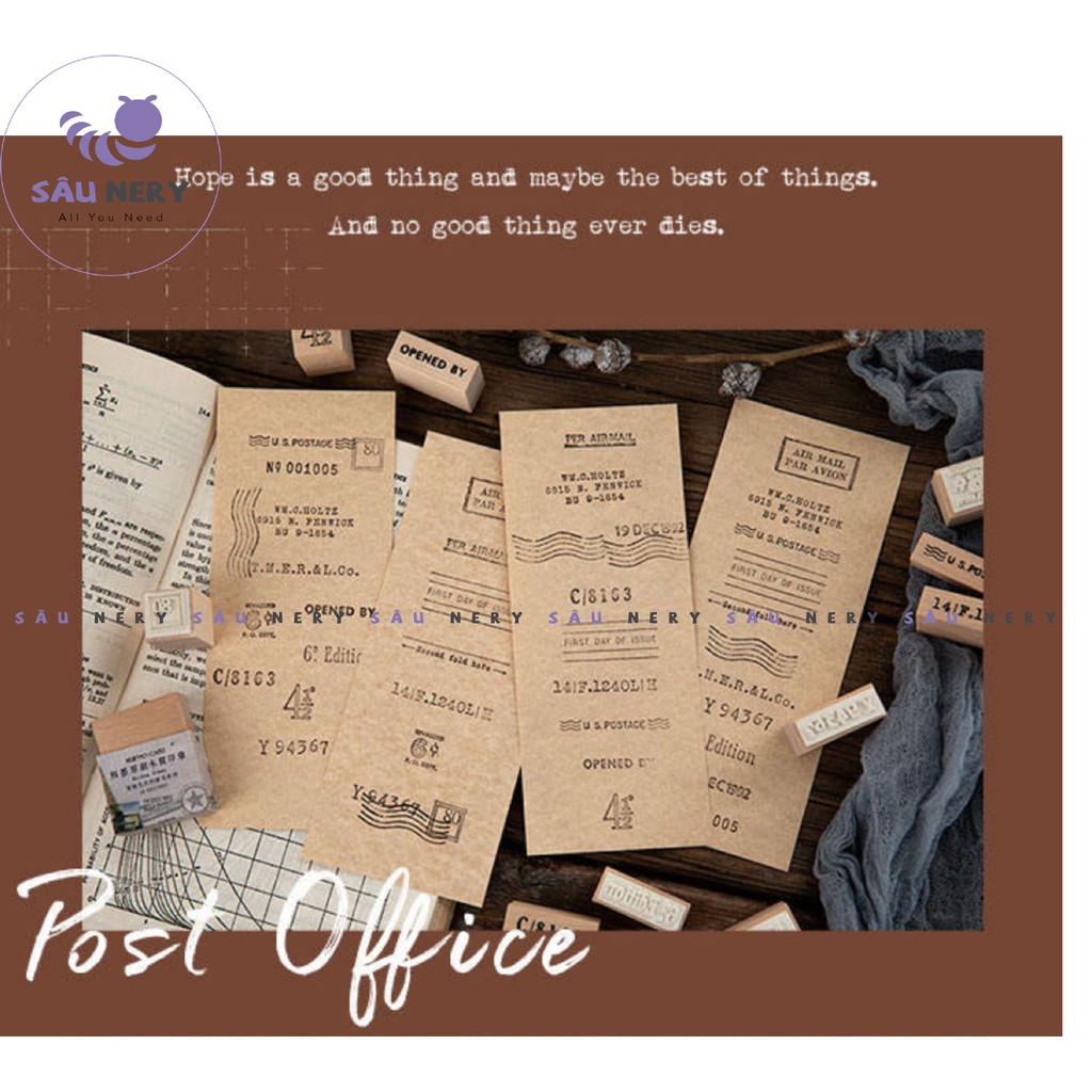 [SALE XẢ HÀNG] Sâu Nery - SN74 - Con dấu gỗ Mail Box_MO CARD Stamp