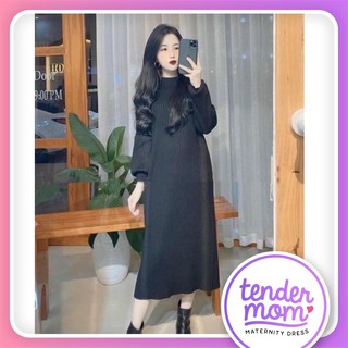 Đầm Bầu Mùa Đông Tay Dài Thời Trang Len Tăm Mềm Mịn Từ 45 Đến 75kg V17