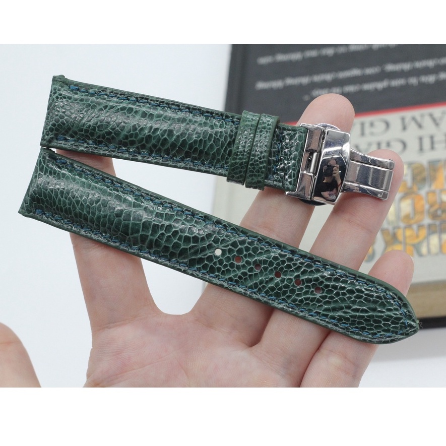 Dây Đồng Hồ, Dây Đồng Hồ Da Đà Điểu Thật Cao Cấp +Khóa Gập +Chốt thông minh .BẢO HÀNH 6 THÁNG