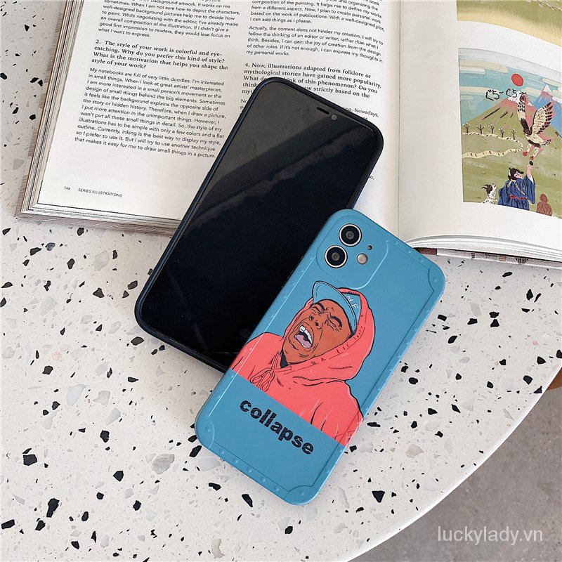 【High Quality】【Crash emoji】Casing iPhone Case 12 Pro Max 11 Pro Max XR X XS Max 7/8 Plus SE2021 IMD Silicone ins Cartoons Straight Edge Polka Dot Photo Frame Full Lens Protection Cover