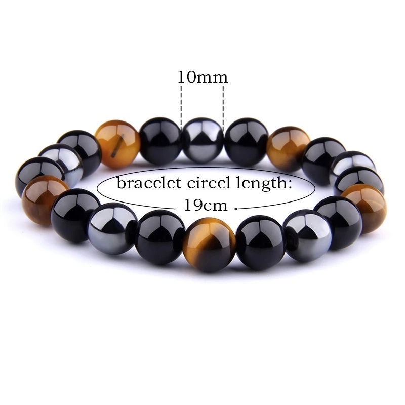 1 Vòng Tay Xâu Hạt Đá Mắt Hổ Từ Tính Chăm Sóc Sức Khỏe / Vòng Tay Bằng Đá Obsidian Đen Cho Nam Và Nữ