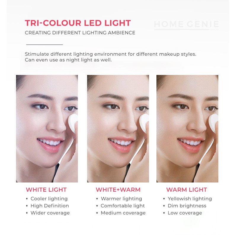 Gương Trang Điểm Để Bàn Có Đèn Led Thông Minh Có Thể Sạc Lại Bằng Cổng USB
