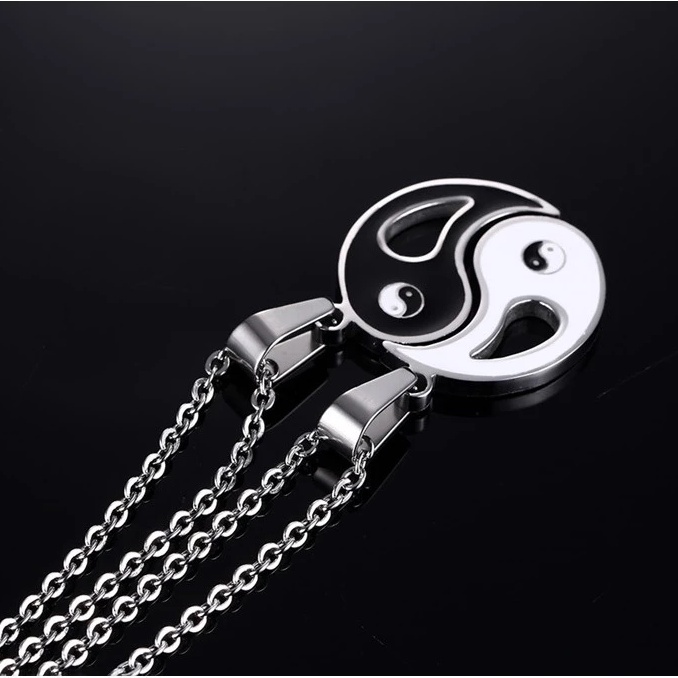Set 2 vòng cổ Mặt Âm Dương Âm Dương Màu Trắng / Đen