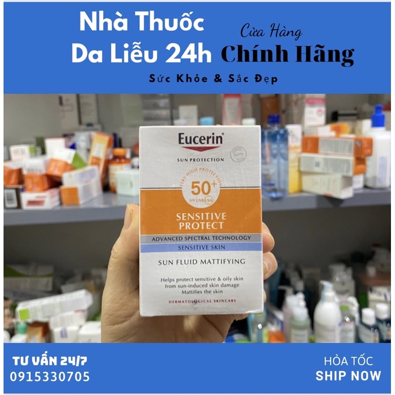 Kem chống nắng Eucerin Sun Fluid Mattifying SPF 50+ 50ml dành cho da nhạy cảm