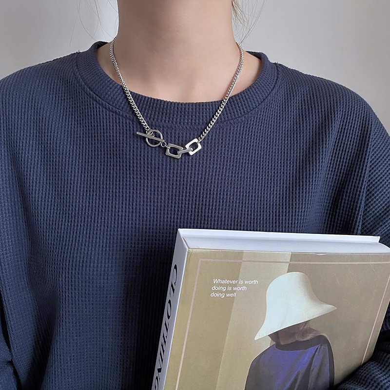 Vòng cổ Mặt Hình Học Bằng Thép Titan Phong Cách Thời Trang Mới