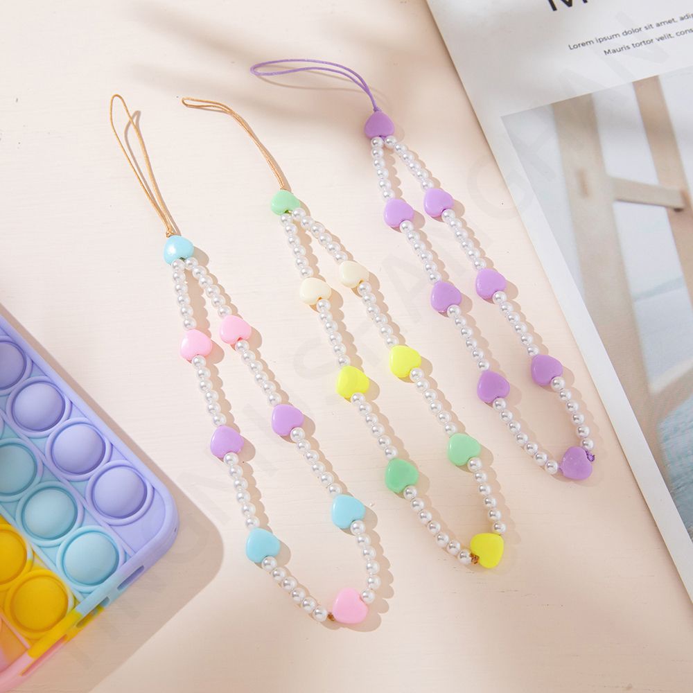 Dây đeo gắn điện thoại di động kiểu chuỗi hạt nhiều màu sắc chống thất lạc
