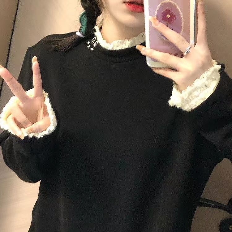 Áo nhung tay dài thêu hình thỏ dễ thương cho nữ