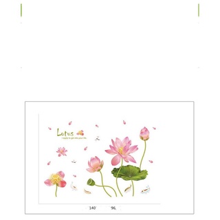 Decal dán tường hoa sen hồng