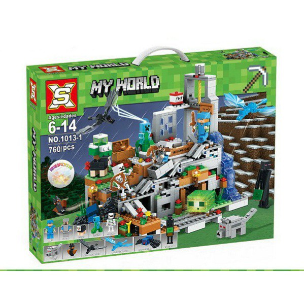 Lego Minecraft Hang Động Trên Đỉnh Núi Tuyết [NEW 2021]NO.1013-1(760 CHI TIẾT)