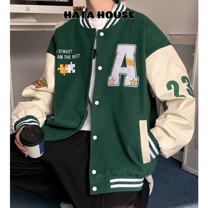 Áo Khoác Bóng Chày Hình thêu A Phong Cách hàn quốc Mới Cho Nam và Nữ unisex-HATA HOUSE