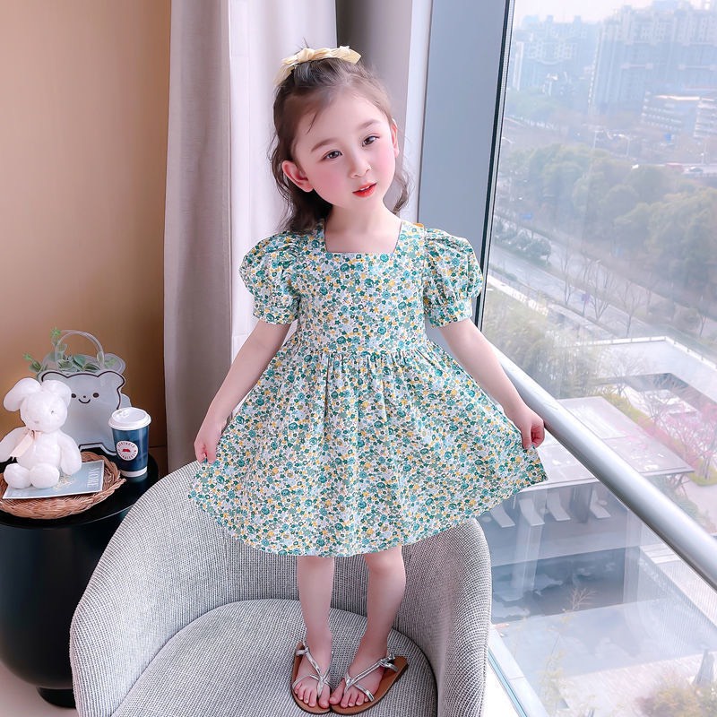 Váy Bé Gái Thiết Kế Họa Tiết Hoa Tôn Dáng Diệu Dàng Tiểu Thư, Chất Cotton Thô Mềm Kết Hợp Nơ Khóa Sau KEYER KID VN16