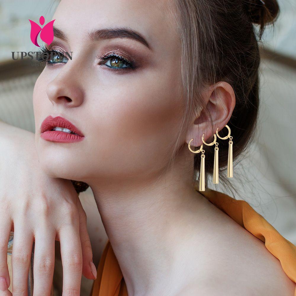 UPSTOP Electroplating No Piercing Gold Hook Stud Earrings One Piece Design Zoro Sauron With Pierced Ears Without Pierced Ears