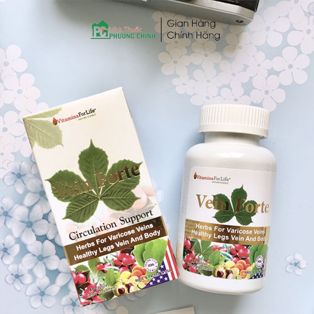 Viên Uống Giãn Tĩnh Mạch Vein Forte Vitamins For Life - Cải Thiện Suy Giãn Tĩnh Mạch &amp; Bệnh Trĩ (Hộp 30 - 60 Viên)