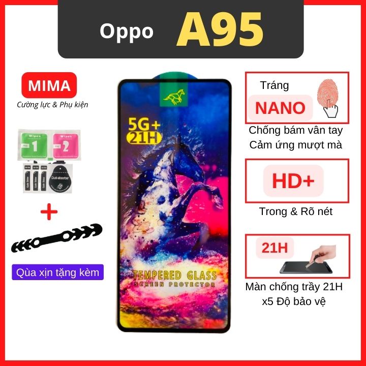 Kính cường lực Oppo A95 Full màn cao cấp OG+ độ cứng 21H siêu mượt chống bám vân tay [MIMA]