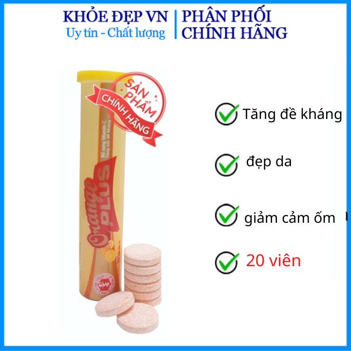 Vitamin c sủi tăng sức đề kháng , giảm cảm cúm tăng cường sức khỏe 1 tuýp 20 viên