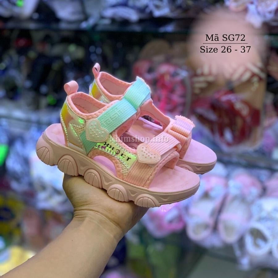 Giày sandal đi học cho bé gái 3 - 12 tuổi quai ngang êm màu hồng kiểu dáng thời trang phong cách Hàn Quốc SG72