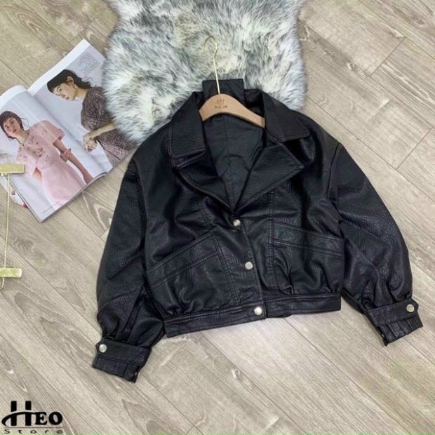 Áo khoác da bomber túi trước, áo khoác da nữ phong cách cá tính trẻ trung năng động mặc đi chơi đi học đi làm