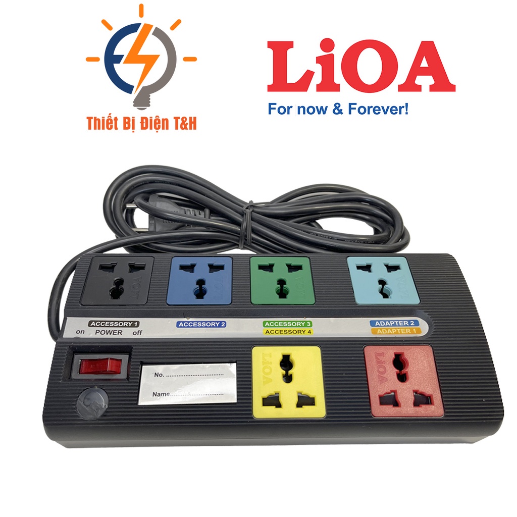 Ổ cắm điện đa năng LIOA super, 2200W, 6 ổ cắm, 1 công tắc, dây dài 3M, 6DS3-2 - Thiết Bị Điện T&H