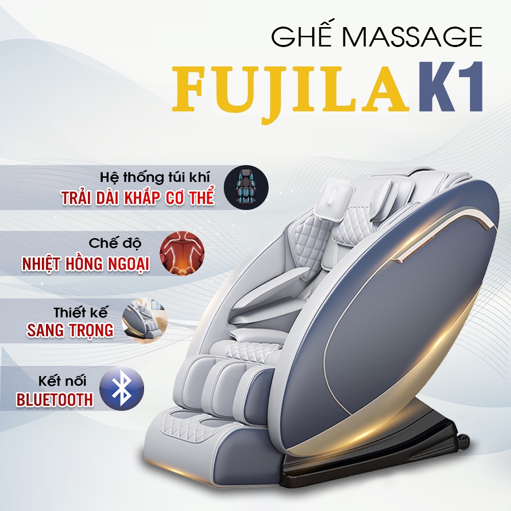 Ghế massage toàn thân FUJILA K1 - Có loa bluetooth nghe nhạc  - Nhiệt hồng ngoại toàn thân - Bảo hành 6 năm