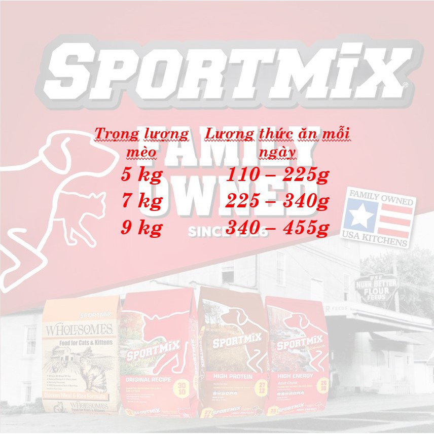 [DINH DƯỠNG CAO] Thức ăn hạt 1KG CHO TẤT CẢ GIỐNG MÈO SPORTMIX ORIGINAL RECIPE vị Thịt Gà