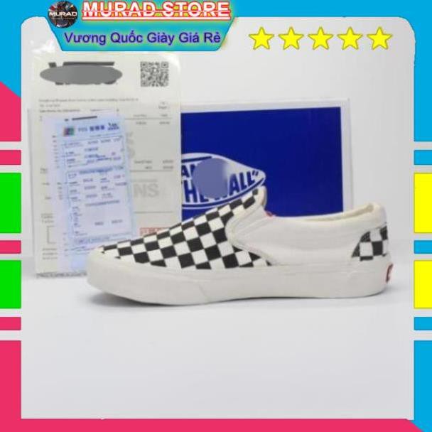 [TẶNG TẨY VỆ SINH+TẤT] GIÀY THỂ THAO SNEAKER V A N S  caro trắng đen slipion full box VRT8 | BigBuy360 - bigbuy360.vn