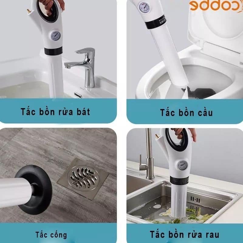 súng thông tắc bồn cầu,chậu rửa bát,bồn tắm cống sàn nén khí 7kg an toàn tiện lợi