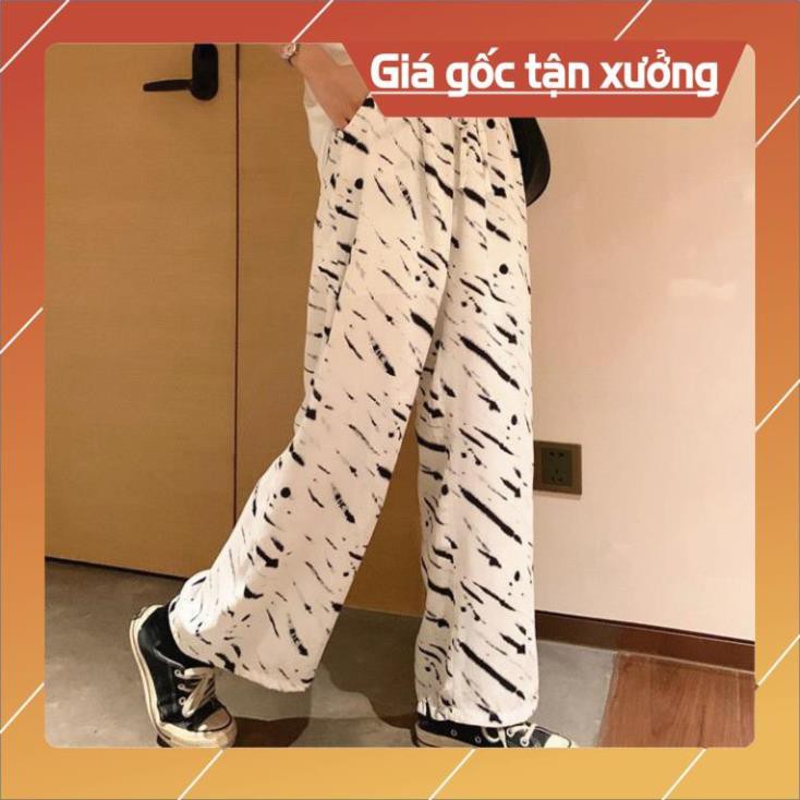 Free Ship - Bộ Quần Ngựa Vằn Áo Phông Unisex, Quần Culottes Ống Rộng Kèm Áo Thun Cộc Tay In Hình X012