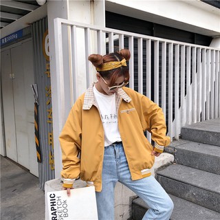 Áo khoác bomber vàng mặc được 2 mặt ULZZANG