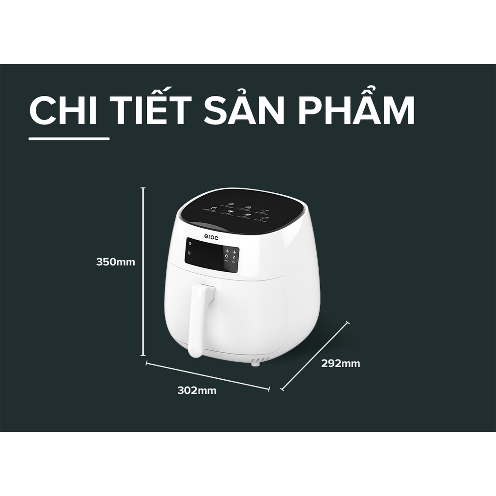 [Mã ELHADEV giảm 4% đơn 300K] Nồi Chiên Không Dầu [1 Đổi 1] Eroc V-D1 Chống Dính 5.5L [Màn Hình Cảm Ứng] Bảo Hành 1 Năm